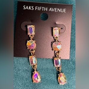 Saks Fifth Avenue Gold and Iridescent Stone Earrings
